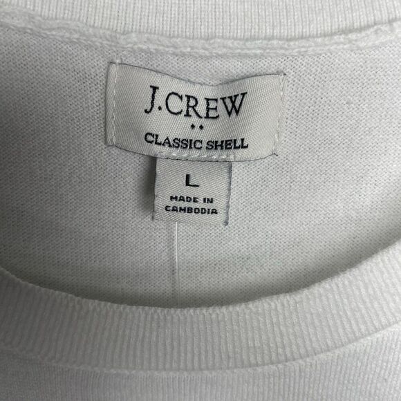 J.CREW Sweater Shell Women Large White Navy Stripe Top NEW Cotton CA085 - Picture 11 of 15